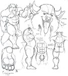 2_horns 4_toes 5_fingers abs anthro areola biceps big_butt big_feet big_muscles biped bottomwear butt claws clothed clothing facial_piercing feet finger_claws fingers flaccid fluffy fluffy_tail foreskin fur genitals glans horn humanoid_genitalia humanoid_hands humanoid_penis loincloth loincloth_only long_fur male multiple_poses musclegut muscular muscular_anthro muscular_male nipples nose_piercing nose_ring notes nude open_mouth paws pecs penis piercing plantigrade pose quads ring_piercing solo standing tail text toe_claws toes topless walking crux_(artist) shaboigan bison bovid bovine canid canine canis hybrid mammal wolf 2013 english_text graphite_(artwork) model_sheet traditional_media_(artwork)