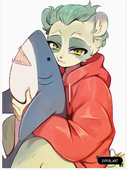 anthro claws clothing fur green_hair hair hood hoodie hug hugging_object hugging_plushie inner_ear_fluff male plushie red_clothing red_hoodie red_topwear round_ears short_hair simple_background sitting solo topwear tuft white_background yellow_body yellow_eyes yellow_fur ziffir ikea blahaj bear giant_panda mammal 2025 3:4 colored_sketch digital_drawing_(artwork) digital_media_(artwork) hi_res sketch