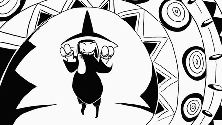 abstract_background ambiguous_gender clothed clothing dancing eyes_closed hat headgear headwear long_ears long_tail looking_at_viewer music smile solo tail wizard_hat dragonweirdo lizard reptile scalie 2d_animation animated frame_by_frame hi_res huge_filesize long_playtime monochrome sound video
