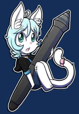 accessory anthro bell blue_hair bottomwear bow_(feature) bow_accessory bow_ribbon chibi clothing collar female fur furgonomics hair heart_symbol hoodie looking_at_viewer open_mouth pen ribbons shorts solo tail tail_accessory tail_bow tail_ribbon topwear white_body white_fur riisuu domestic_cat felid feline felis mammal alpha_channel