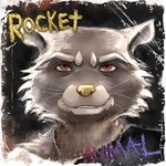 album_cover album_redraw anthro border brown_and_white_fur brown_eyes clothed clothing cover fur gold_nose gold_text guardians_of_the_galaxy gwen_the_psychic jewelry looking_at_viewer male mammal marvel multicolored_body multicolored_fur necklace procyonid raccoon rocket_raccoon rogertaylorswift scratches shirt slightly_open_mouth solo teeth teeth_showing text topwear two_tone_body two_tone_fur two_tone_text whiskers white_border