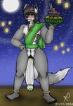 accessory big_penis clothing cock_ring fur genitals glans green_clothing green_eyes green_glans grey_body grey_fur huge_penis hyper hyper_genitalia hyper_penis jewelry male penis penis_accessory penis_jewelry pumopumoshi pumopumoshi_(character) canid canine canis mammal wolf