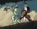 angry armor axe dirt duo female feral gambeson headgear helmet hungarian melee_weapon plate_armor sabre_(weapon) shield sky sword waraxe weapon thehuskylord friendship_is_magic hasbro kingdom_come:_deliverance my_little_pony lyra_heartstrings_(mlp) rarity_(mlp) 2020 hi_res