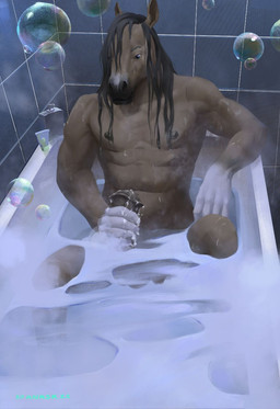 animal_genitalia animal_penis anthro bath bathing bathroom bathtub brown_body brown_fur ejaculation equine_genitalia equine_penis erection fur genitals inside male masturbation medial_ring muscular muscular_anthro muscular_male nipples nude partially_submerged penile penile_masturbation penis soap_bubbles solo water wet anask ganachethehorse equid equine horse mammal hi_res