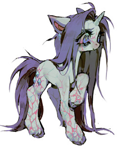 1_horn bloodshot_eyes cutie_mark ear_piercing ear_ring female feral fetlocks fur hair hooves horn infected infection long_hair messy_hair piercing purple_hair purple_tail ring_piercing simple_background solo standing tail unguligrade vein veiny_face veiny_legs white_background white_body white_fur p0nyplanet friendship_is_magic hasbro my_little_pony mythology rarity_(mlp) equid equine mammal mythological_creature mythological_equine unicorn digital_media_(artwork) digital_painting_(artwork) full-length_portrait hi_res painting_(artwork) portrait