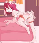 adolescent anthro bed bedroom_eyes bent_over biped bottomwear breasts buckteeth clothed clothed_anthro clothed_female clothing detailed_background eyelashes female female_anthro furniture hair leaning_on_bed legwear loli looking_at_viewer narrowed_eyes nurse panties pink_body pose red_eyes red_hair seductive side_view skirt small_breasts solo stockings teeth text thong underwear young young_anthro young_female fuf lagomorph leporid mammal rabbit 2022 artist_name digital_drawing_(artwork) digital_media_(artwork) english_text full-length_portrait handwritten_text hi_res portrait shaded simple_shading