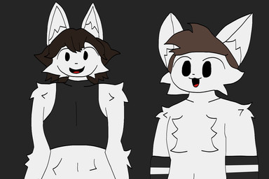 anthro armwear aroused black_clothing brown_hair clothing crop_top duo femboy fluffy fur hair happy male shirt simple_background topwear white_body white_fur raganlier boy_kisser_(meme) dean_winchester sam_winchester canid canine fox mammal 3:2 meme