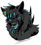 looking_at_viewer male royalty snarling solo teeth nexsix master_hellscythe canid canine canis demon mammal wolf bust_portrait hi_res portrait