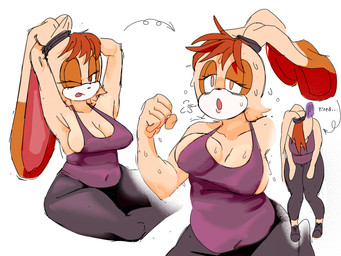 anthro big_breasts bodily_fluids bouncing_breasts breasts exercise female mature_anthro mature_female running slightly_chubby slightly_chubby_anthro slightly_chubby_female solo sweat sweatdrop thick_thighs wide_hips workout_clothing rad.ickly sega sonic_the_hedgehog_(series) vanilla_the_rabbit lagomorph leporid mammal rabbit 4:3 hi_res
