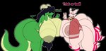 big_breasts breasts butt cosplay duo female huge_breasts hyper tail snekkobean cult_of_the_lamb massive_monster_(studio) amy_alethino bovid bovine canid canine cattle fox mammal reptile scalie snake alpha_channel hi_res