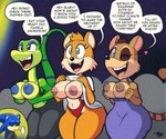 anthro areola biped breasts clothed clothing clothing_lift crossgender dialogue exposed_breasts female group heart_symbol mtf_crossgender nipples one_eye_closed panties smile text thick_thighs underwear wink tansau bubsy_(series) gex_(series) sega sonic_the_hedgehog_(series) awesome_possum bubsy gex_the_gecko sonic_the_hedgehog eulipotyphlan hedgehog mammal reptile scalie snake 2023 6:5 english_text