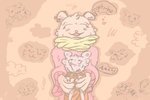 anthro blush clothing duo ear_piercing eyes_closed female male male/female paws piercing scarf sweater text topwear bzew cady_(bzew) momo_(bzew) domestic_cat felid feline felis fish mammal marine mouse murid murine rodent 3:2 sketch