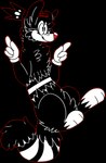 2016 alpha_channel alternate_species animaniacs anthro balancing_on_tail black_body black_fur clothing digital_drawing_(artwork) digital_media_(artwork) digitigrade eyelashes fan_character flat_colors floating_crown full-length_portrait fur gesture gloves hand_gesture handwear hi_res hindpaw inkblot jaspering king_jasper male male_anthro outline paws pointing portrait red_nose red_outline simple_background smile snout solo tail trans_(lore) trans_man_(lore) transparent_background warner_brothers white_body white_clothing white_fur white_gloves white_handwear