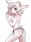 anthro breasts clothing featureless_breasts female hair inner_ear_fluff long_hair looking_at_viewer panties simple_background solo standing tuft underwear white_background nzuuure lagomorph leporid mammal rabbit 3:4 digital_media_(artwork) monochrome