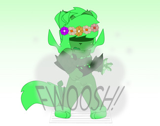 anthro bodily_fluids clothed clothing covered_eyes crossed_legs female flower flower_crown fur genital_fluids genitals green_body green_fur green_hair hair light_blush mother_nature_(crystal_isabee) partially_clothed pawpads plant solo standing upskirt vaginal_fluids vector_art vines vulva wind crystal_isabee elemental_creature felid feline mammal hi_res