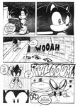 anthro car dialogue falling hand_on_wall interjection looking_down male police police_car police_vehicle solo sound_effects speech_bubble spring text vehicle ayamepso sega sonic_the_hedgehog_(series) sonic_the_hedgehog eulipotyphlan hedgehog mammal black_and_white comic digital_drawing_(artwork) digital_media_(artwork) english_text line_art monochrome