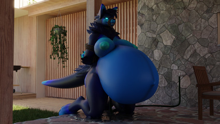 anthro arms_tied backyard bdsm belly belly_inflation big_belly big_breasts blue_body blue_eyes bondage bound breasts building claws female forced fur gag gagged glowing glowing_eyes hands_behind_back hands_tied hose hose_in_vagina hose_inflation house huge_belly hyper hyper_belly hyper_inflation inflation kneeling liquid_inflation looking_at_viewer looking_pleasured nipples nude puddle restraints rope rope_gag showing_teeth solo submissive submissive_female tail teeth water_inflation niko_stargazer nikostargazer mamagen 16:9 3d_(artwork) blender_(artwork) digital_media_(artwork) hi_res widescreen