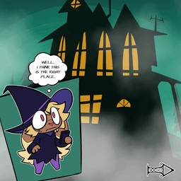 anthro female fog haunted_house holidays solo text corruptedcryptid halloween nintendo pokemon penny_(corruptedcryptid) generation_4_pokemon lagomorph lopunny mammal pokemon_(species) 1:1 animated digital_media_(artwork) english_text hi_res trans_(lore) trans_woman_(lore)
