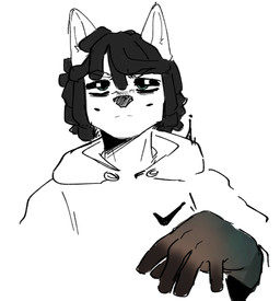 anthro clothing dreadlocks half-closed_eyes looking_at_viewer male narrowed_eyes simple_background smile smiling_at_viewer solo sweater topwear white_background goonie-san devin_(yungyiff) goon_(goonie_san) rabid_(goonie_san) canid canine canis domestic_dog mammal symbiote shape_shifter digital_media_(artwork) hi_res