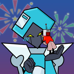 4_fingers arms_bent bent_arm black_bottomwear black_clothing black_gloves black_handwear black_pants blue_blush blue_body blue_sky blush blush_lines bottomwear clothed clothed_female clothed_human clothing coat duo empty_eyes extreme_size_difference female female/female female_human female_humanoid fingers fireworks fist fully_clothed fully_clothed_female fully_clothed_human gloves green_sclera grey_arms hair handwear holidays interspecies kissing_cheek larger_female larger_humanoid lifting_another light long_hair looking_at_viewer love machine metallic_body mouthless multicolored_body no_eyebrows noseless not_furry outside pants pink_clothing pink_topwear pink_trenchcoat red_hair size_difference sky smaller_female smaller_human standing star tan_body tan_skin topwear trenchcoat white_helmet unknown_artist jackbox_games mad_verse_city new_year new_year_2025 the_jackbox_party_pack timejinx floppy_disk_(mad_verse_city) jerri_rig human humanoid mammal robot robot_humanoid 1:1 2024 colored crossover digital_drawing_(artwork) digital_media_(artwork) english_description lighting official_art