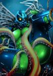 breasts convenient_censorship duo female female_focus green_body mask scuba solo_focus tentacles underwater water wings grakata733 bionicle lego hahli kalmah barraki humanoid toa