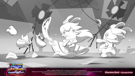 anthro arms_bent big_nose black_eyes blue_eyes bottomless bottomless_anthro bottomless_female button_(fastener) closed_smile clothed clothed_anthro clothed_female clothed_humanoid clothed_male clothing crown eyes_closed facial_hair featureless_crotch female floating_hands floating_head floating_torso footwear furrowed_brow furrowed_eyebrows gloves group hair handwear hat headgear headwear helicopter_hair hoodie inside leaning leaning_forward long_ears looking_at_another looking_at_viewer male mitten_hands mouth_closed mustache no_eyebrows one_eye_closed overalls paper seashell shell shirt shirtless_anthro shirtless_male shoes smile smiling_at_viewer standing studio studio_lights text title topwear trio white_body white_clothing white_facial_hair white_footwear white_gloves white_hair white_handwear white_hat white_headwear white_hoodie white_mustache white_overalls white_shirt white_shoes white_skin white_topwear wire year giacomo_boni birth_of_venus mario_bros mario_plus_rabbids_kingdom_battle mario_plus_rabbids_sparks_of_hope nintendo raving_rabbids rayman_(series) ubisoft rabbid_mario rabbid_peach rayman humanoid lagomorph mammal rabbid raypeople_(rayman) 16:9 2023 4k absurd_res adobe_photoshop_(artwork) artist_name colored concept_art crossover digital_drawing_(artwork) digital_media_(artwork) english_description english_text hi_res inspired_by_formal_art official_art procreate_(artwork) shaded widescreen