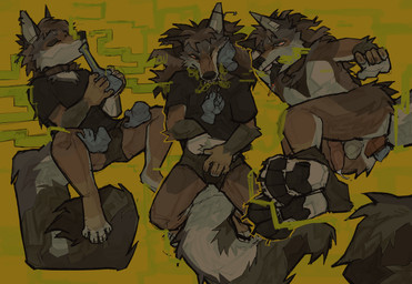 animal_genitalia animal_penis anthro bulge canine_genitalia clothed clothing disembodied_hand drugs erection fur genitals ghost_hand knot knotting male marijuana mawplay mouth_play nude offscreen_character open_mouth penetration penis simple_background smoke smoking openfracturesday canid canine canis mammal absurd_res digital_media_(artwork) hi_res