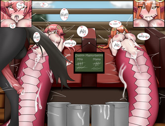 after_sex ahegao animal_genitalia animal_penis apode balls belly bestiality big_balls big_breasts big_penis blush bodily_fluids breasts bucket chalkboard container cum cum_collecting cum_covered cum_drip cum_in_vagina cum_inside cum_on_face dripping equine_genitalia equine_penis excessive_cum excessive_genital_fluids female feral fucked_silly genital_fluids genitals group hair heart_symbol information_board leaking_cum legless long_hair looking_pleasured lying male male/female messy moan monster_girl_(genre) navel nipples on_back open_mouth penis serpentine sex speech_bubble split_form text tongue tongue_out under_boob vulva zidero monster_musume miia's_mother_(monster_musume) miia_(monster_musume) draconcopode equid equine horse humanoid lamia mammal reptile scalie snake english_text hi_res