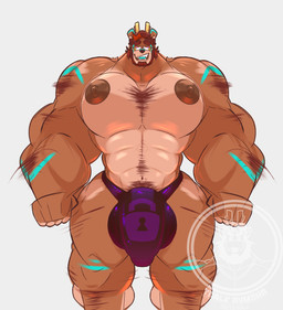 anthro balls barazoku big_balls big_muscles big_pecs big_penis body_hair brown_body brown_fur bulge chastity_bulge chastity_device chest_hair clothing erection fur genitals hair horn huge_penis latex lock_bulge lock_symbol male multicolored_body multicolored_fur multicolored_hair muscular muscular_anthro null_bulge pecs penis pubes solo underwear wearing_chastity_device tralk_rymohr mythology tralk_(oc) bear dragon hybrid mammal mythological_creature mythological_scalie scalie digital_media_(artwork) hi_res