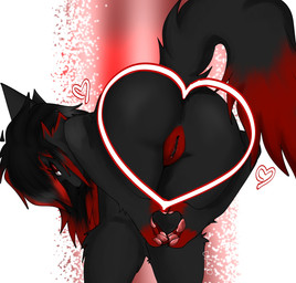 anthro anus ass_up bent_over butt butt_heart female flexible folded fur genitals gesture hands_together heart_gesture heart_symbol hugging_legs legs_together looking_at_viewer looking_back looking_back_at_viewer presenting presenting_hindquarters solo standing trend trends upside_down vulva tairadeart praise_da_booty_(meme) canid canine canis mammal wolf hi_res