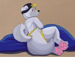 anthro clothed clothing diaper lying male pillow solo topless wearing_diaper young young_male baileydoodles bailey_(baileydoodles) canid canine canis domestic_dog mammal shiba_inu spitz 4:3 absurd_res hi_res