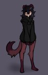 anthro black_clothing black_hoodie black_topwear brown_body brown_fur clothed clothed_anthro clothing female fur gradient_hair grey_background grey_hair hair hoodie looking_away multicolored_body multicolored_fur orange_eyes simple_background solo standing topwear mewgle solvi_(mewgle) mammal mustelid musteline stoat true_musteline weasel 2024 colored_sketch hi_res sketch nonbinary_(lore)