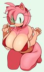 5_fingers accessory anthro big_breasts bikini black_nose breasts cleavage clothed clothing eyelashes feet female fingers food green_eyes hair hair_accessory hairband holding_food holding_object huge_breasts looking_at_viewer pink_hair simple_background solo swimwear thick_thighs toes two-piece_swimsuit white_background fiinel sega sonic_the_hedgehog_(series) amy_rose eulipotyphlan hedgehog mammal 2024 digital_media_(artwork) hi_res