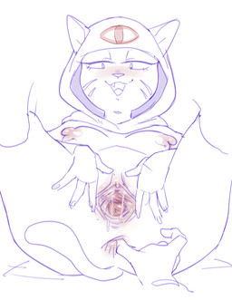 3_fingers anal anal_fingering anthro anus blush bodily_fluids breasts cervix clitoris duo fangs female fingering fingers first_person_view gaping gaping_vagina genital_fluids genitals hood hood_only looking_at_viewer lying markings mostly_nude nipples on_back presenting presenting_vulva smile spread_vulva spreading teeth vaginal_fluids vulva whisker_markings dbaru critter_coven arepo domestic_cat felid feline felis mammal 2026 hi_res monochrome
