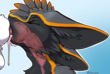 anthro bodily_fluids countershade_accent cum cum_in_mouth cum_inside deep_throat duo eyes_closed fur genital_fluids genitals gradient_background grey_body grey_fur knot knotted_penis knotting male male/male oral oral_knotting oral_penetration orange_body orange_fur penetration penile_spines penis pink_penis simple_background unusual_bodily_fluids unusual_cum unusual_genital_fluids white_body white_fur vikas avali hi_res