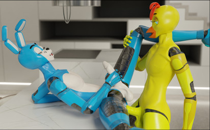 anal anal_penetration anthro aroused balls duo from_behind_position genitals kitchen looking_pleasured machine male male/male masturbation penetration sex skinny slim machinensfw disembowell_(modeler) red-eye_(modeler) blender_cycles five_nights_at_freddy's scottgames bonnie_(fnaf) chica_(fnaf) animatronic avian bird chicken galliform humanoid lagomorph leporid mammal phasianid rabbit robot 3d_(artwork) absurd_res blender_(artwork) digital_media_(artwork) hi_res