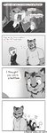 absurd_res angry anthro black_and_white canisfidelis clothed clothing comic digital_media_(artwork) duo english_text felid hi_res hitting hoodie humor lizard male male/male mammal monochrome okami_tokage pantherine reptile scalie text tiger topwear vrock