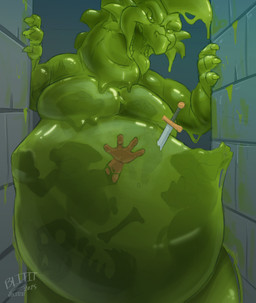 abdominal_bulge anthro belly big_belly biped bone bones_in_stomach death embedded_in_goo fatal_vore front_view green_body group male melee_weapon multiple_prey musclegut muscular open_mouth skull soft_vore standing sword teeth tongue translucent translucent_body unwilling_prey vore weapon blitzit european_mythology mythology blitzit_(character) dragon goo_creature mythological_creature mythological_scalie scalie western_dragon 2025 hi_res signature