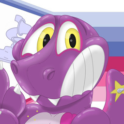 anthro big_eyes flag inflatable inflation_valve lashyn(artist) male pool_toy smile solo tail toothy_grin zoran animate_inanimate dinosaur living_inflatable prehistoric_species reptile saurischian scalie theropod tyrannosaurid tyrannosauroid tyrannosaurus tyrannosaurus_rex