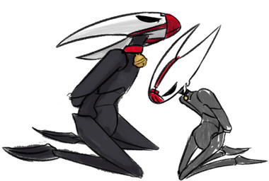 anthro bdsm bell bell_collar bondage bound collar female hands_behind_back hands_tied hands_tied_behind_back kneeling muzzle_(object) muzzled solo objectfucker hollow_knight_(franchise) team_cherry hornet_(hollow_knight) arthropod insect colored