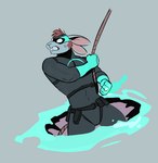 anthro black_clothing buckteeth clothed clothing fur hair magic magic_user male muscular muscular_anthro muscular_male portal pouch_(clothing) ring rope simple_background solo superhero superhero_costume teeth tight_clothing dramamine blueshift_ii lagomorph leporid mammal rabbit