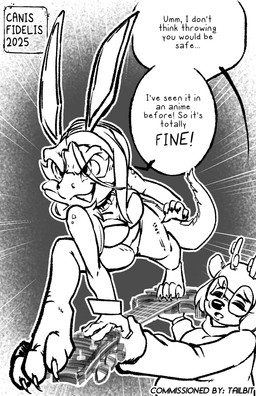 2_horns anthro biped breasts claws clothed clothing dialogue digitigrade duo eyes_closed eyewear female glasses hair horn medium_breasts round_glasses short_hair simple_background speech_bubble sweater text toe_claws topwear turtleneck wearing_glasses canisfidelis eliza_(canisfidelis) ambiguous_species deer mammal new_world_deer reindeer reptile scalie 2025 english_text hi_res monochrome