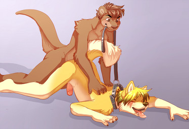 ahegao all_fours anal anal_penetration anthro ass_up balls_deep bdsm blonde_hair brown_body brown_fur brown_hair collar doggystyle dominant dominant_male duo erection eyes_closed from_behind_position fur genitals hair holding_leash holding_object humanoid_genitalia humanoid_penis leash leash_in_mouth leash_pull looking_pleasured male male/male male_penetrated male_penetrating male_penetrating_male mouth_hold nude object_in_mouth open_mouth penetration penis sex simple_background slave submissive submissive_male tail teeth tongue tongue_out white_background yellow_body yellow_fur aycee canid canine canis domestic_dog husky mammal mustelid nordic_sled_dog otter spitz 2013 digital_media_(artwork) portrait shaded three-quarter_portrait