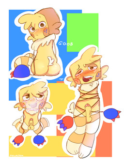anthro bdsm blush bondage bound bound_together butt fluffy fur genitals humanoid_genitalia humanoid_penis male penis solo yellow_body yellow_fur maluzdom blushcrunch_studio dandy's_world roblox goob_(dandy's_world) humanoid robloxian toon_(dandy's_world) 3:4 hi_res