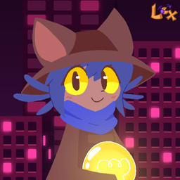 ambiguous_gender anthro biped blue_hair blue_scarf blush blush_lines brown_clothing brown_ears brown_hat brown_headwear brown_jacket brown_topwear building city city_background clothing detailed_background eye_through_hair eyelashes eyelashes_through_hair glistening glistening_eyes glowing_light hair hat headgear headwear holding_light_bulb holding_object jacket light_bulb looking_at_viewer outside pupils red_blush scarf skyline skyscraper slit_pupils small_nose smile solo text topwear translucent translucent_hair window yellow_eyes young fidelbon oneshot niko_(oneshot) animal_humanoid domestic_cat felid felid_humanoid feline feline_humanoid felis humanoid mammal mammal_humanoid 1:1 2025 artist_name colored digital_drawing_(artwork) digital_media_(artwork) portrait watermark