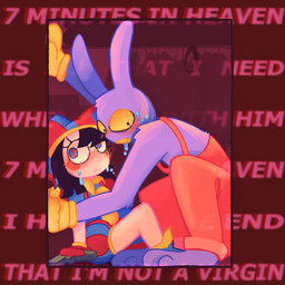 anthro blush blush_lines bodily_fluids claustrophobic_confinement closet clothing duo female fur gun jester lyrics male male/female overalls purple_body purple_fur ranged_weapon sweat text tight_space weapon starrmutt glitch_productions mindless_self_indulgence the_amazing_digital_circus jax_(tadc) pomni_(tadc) human humanoid lagomorph leporid mammal rabbit 1:1 english_text hi_res