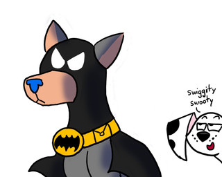batman_logo black_mask black_spots blue_nose female feral fur grey_body grey_fur male markings pointy_ears prick_ears spots spotted_body spotted_fur white_body white_eyes white_fur doglover502 101_dalmatian_street 101_dalmatians dc_comics disney krypto_the_superdog warner_brothers ace_the_bat-hound dolly_(101_dalmatians) canid canine canis dalmatian domestic_dog mammal crossover hi_res