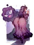 big_butt black_hair butt clothing dress duo female footwear hair long_hair looking_back not_furry open_mouth shoes simple_background smoke standing pwcsponson nintendo pokemon hex_maniac gastly generation_1_pokemon ghost human mammal pokemon_(species) spirit 2020 hi_res