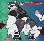 anthro balls butt clothing embarrassed genitals group kneeling male male/male penis rear_view torn_clothing sebboh epic_games fortnite polar_patroller bear mammal 2024