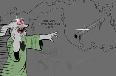 2_horns anthro blowup_background blush clothing eyes_closed eyewear floppy_ears fur glasses green_clothing grey_background heart_symbol horn levitating levitating_object levitation male open_mouth pink_horn powers round_glasses simple_background solo sparkles wearing_glasses white_body white_fur pompsadoodle deltarune undertale_(series) ralsei bovid caprine goat mammal 2023 meme